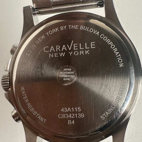 Caravelle by Bulova Chronograph, Silver Stainless Steel Band, Men's Wristwatch - Picture 2 of 7